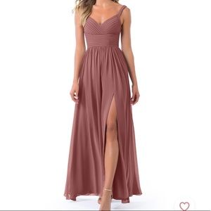 Azazie Chanel Dress, color desert rose